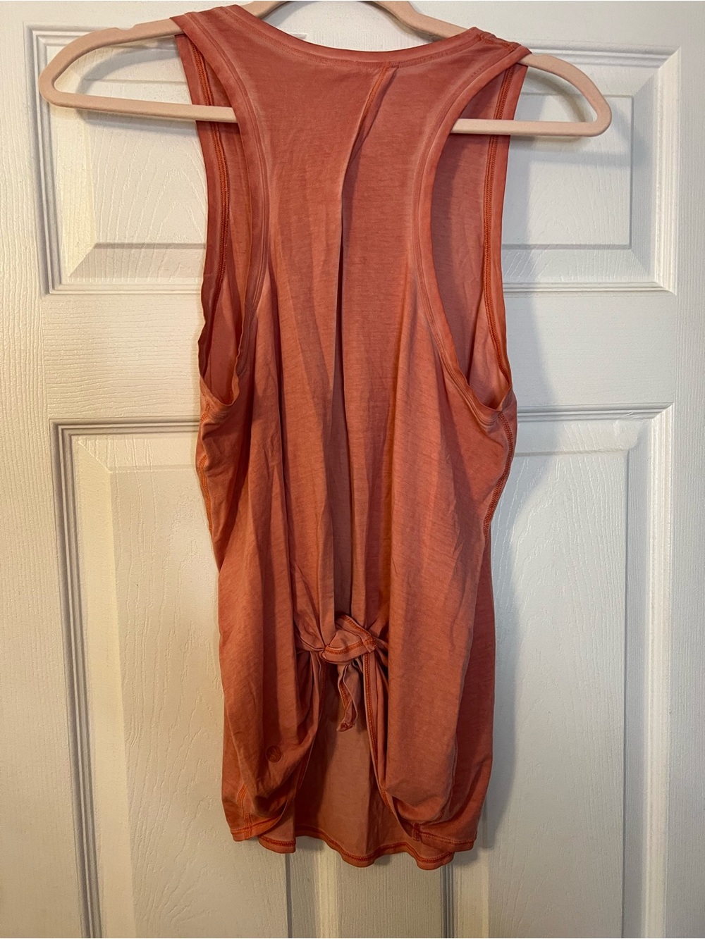 #092 Lululemon All Tied Up Tank Rustic Coral Wash Pima Cotton Open Back - Picture 3 of 4